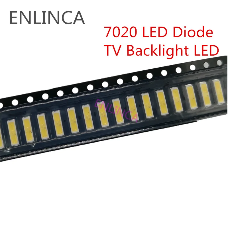 50-100pcs SMD LED 6V 1W/3V 1W Cold White 7020 LED Diode LCD Back light Lighting Television Backlit Back-light LED TV Backlight