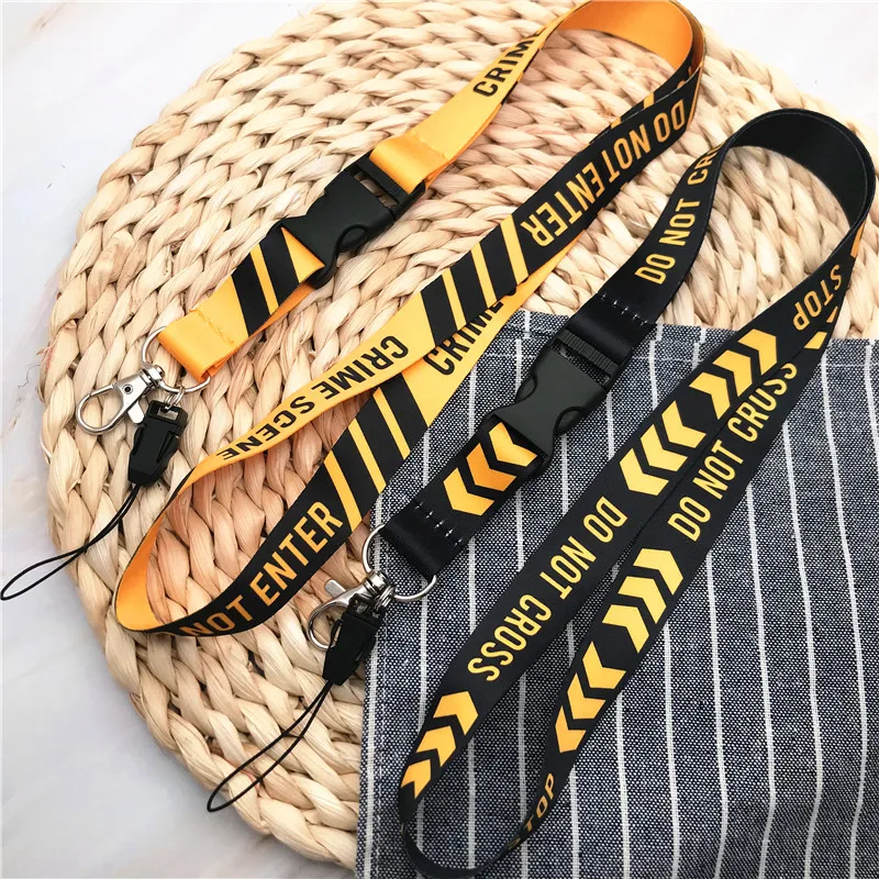 DO NOT CROSS Lanyard For Keys Card Holder Phone Hang Rope Fashion Gift For Friend Black Neck Straps DIY Remove Buckle Lanyard