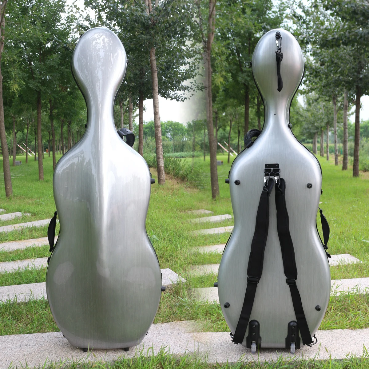 

Yinfente Advanced 3/4 4/4 Cello Case Carbon Composite material strong/light Silver