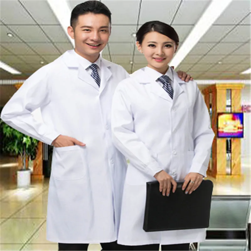women or men white Medical Coat Clothing Medical Services Uniform Nurse Clothing Long-sleeve Polyester Protect lab coats Cloth