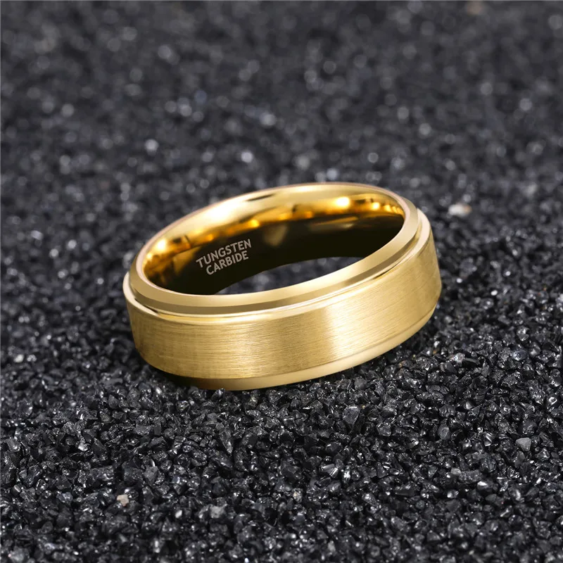 Somen New Arrival Classic Men Ring Gold Color 6mm 8mm Width Tungsten Carbide Unisex Luxury Wedding Band Simple Ring Jewelry