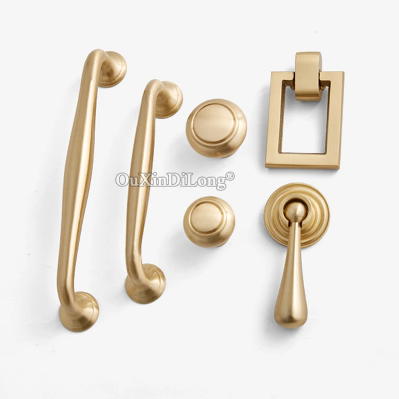 Top Designed 10PCS European Solid Brass Cabinet Door Handles Cupboard Wardrobe Drawer Kitchen TV Cabinet Pulls Handles & Knobs