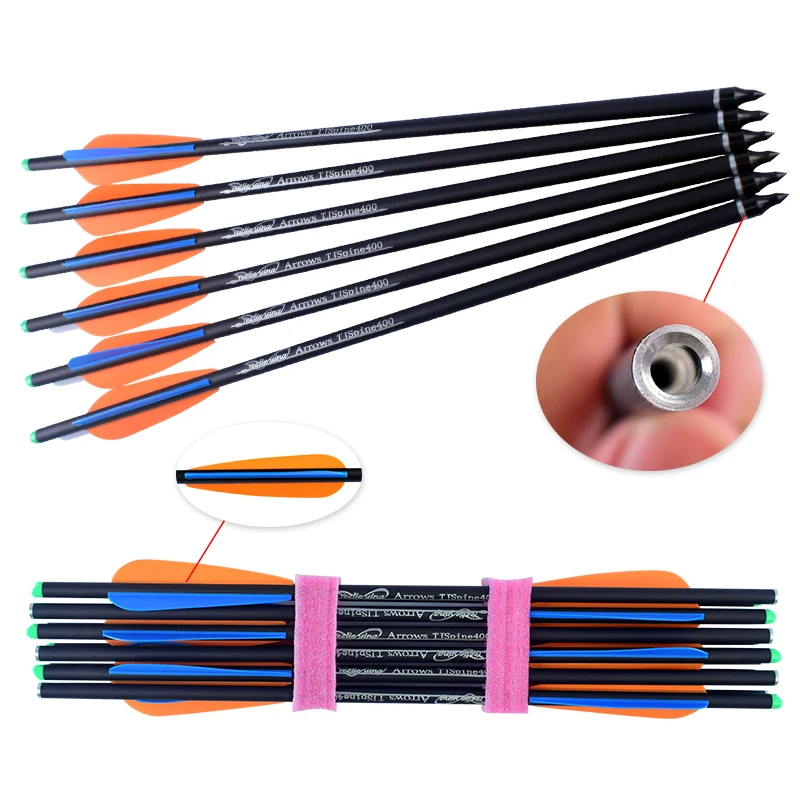 OD 8.8mm Carbon Crossbow Arrows for Outdoor Hunting Archery, Blue Replaceable Arrows Tips, 2 Orange1, 16 