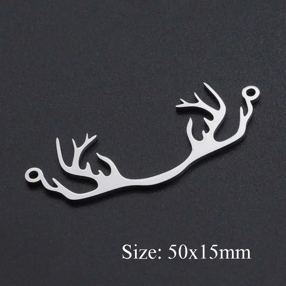 5pcs/lot 316 Stainless Steel  Antler Connector Pendants   Wholesale Top Quality Jewelry Making Charms