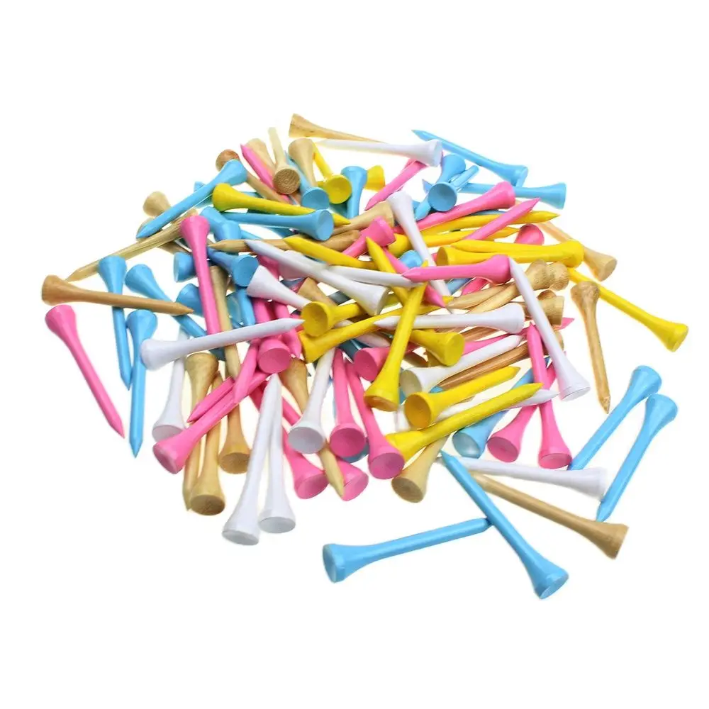 100Pcs/Pack 54MM High Quality Color Bamboo Golf Tees Wood Supplies Accessories