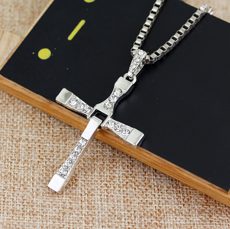 The Fast And The Furious Cross Pendant Necklace Celebrity Dominic Toretto Crystal Cross Necklaces Jewelry For Men Gifts