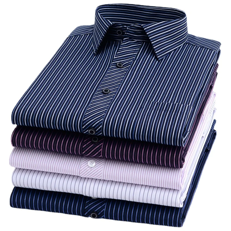 

Fashion Dress Shirt Men Long Sleeve Non-Iron Social Male Striped Casual Shirts Easy Care Oversized Button Down Shirt Plus Size