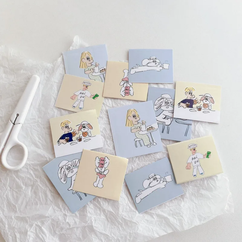 Korean Ins Cartoon Dog Cute Stickers Envelope Sealing Paster Mobile Phone Metope Stationery Diy Decorative Sticker 12 Sheets