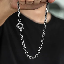 Fashion 6mm Men's Necklace Rolo Cable Link Chain Gunmetal Stainless Steel For Men Women Jewelry Gift Toggle Clasp TNS006A