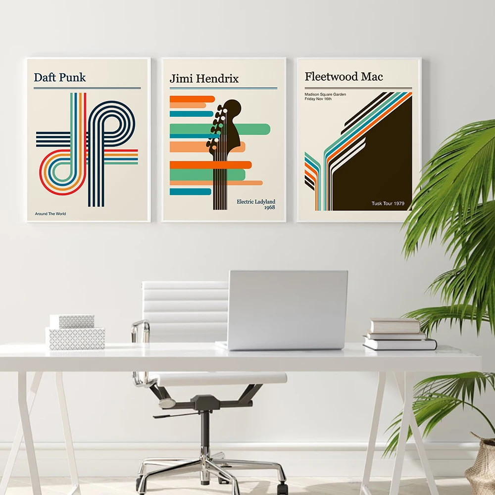 Punk Band Retro Gig Poster Abstract Minimalist Art Prints Talking Heads Canvas Painting Geometry Music Wall Room Decor Pictures