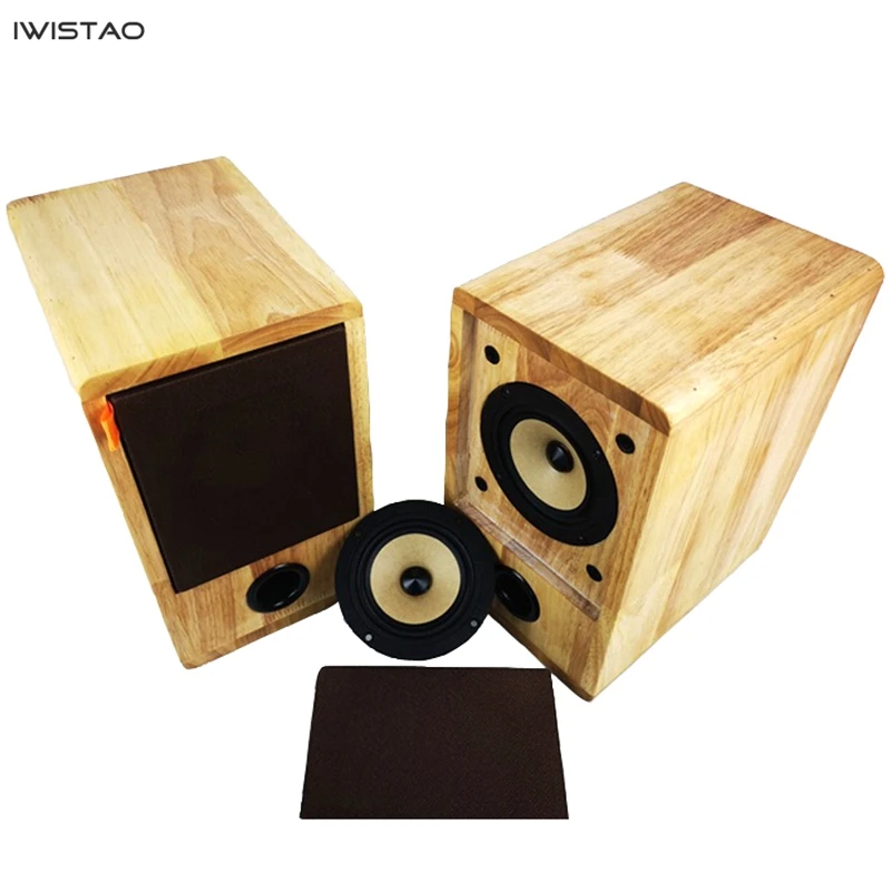 Altavoz IWISTAO HIFI rango completo 4 pulgadas unidad 4 Ohm 15 ~ 25W caja de madera maciza 1 par estructura invertida