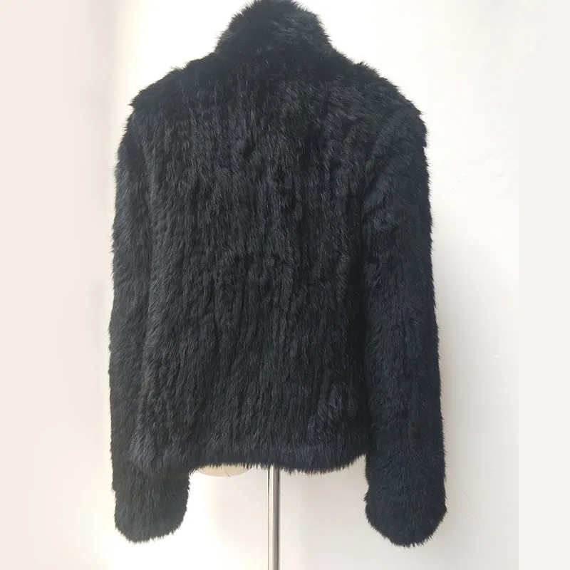 2023 Fashion knitted Real Rabbit Fur Coat Female Long Sleeve Winter Warm Genuine Fur jacket Women Knitting Outwear Jackets