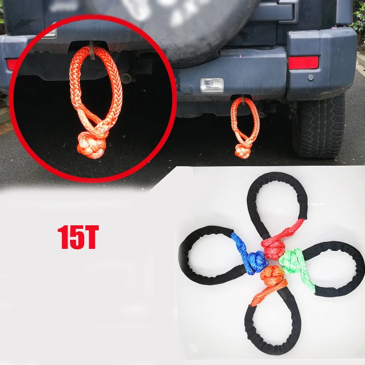 

15T 3/4 Breaking Strength Soft Shackle UHMWPE Shackle With Sleeve for Jeep Offroad Accessories Towing Ropes Recovery Kits