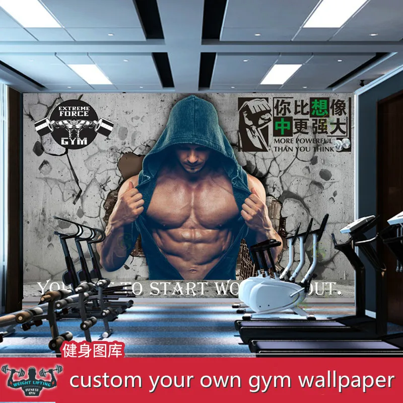 

Custom Muscleman Photo Wallpapers Personality Gym Inspirational Wall Paper 3D Sports Background Industrial Decor Wallpaper 3D