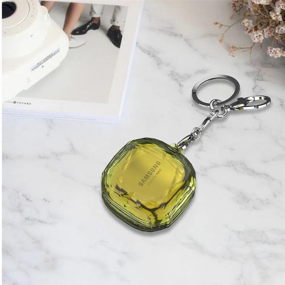 غطاء لسامسونج غالاكسي براعم لايف/برو/2 الفاخرة كريستال لطيف سماعة حامي اكسسوارات مع Keychian ل براعم 2/لايف حالات