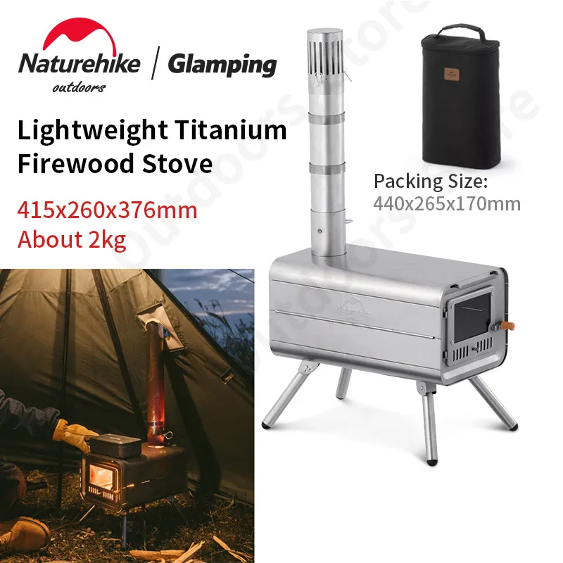 

Naturehike Folding Lightweight Titanium Wood Stove Portable Adjustable Camping Picnic Winter Heating Furnace Cooking Grill