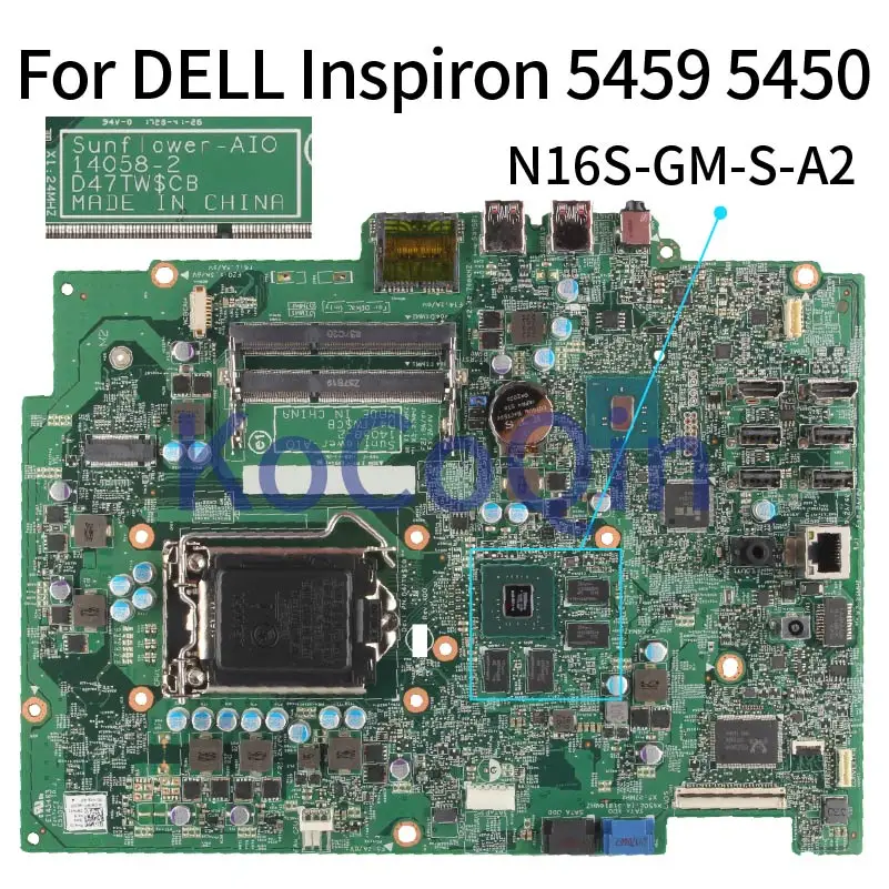 

KoCoQin Laptop Motherboard For DELL Inspiron 5459 5450 Mainboard CN-0WCWFJ 0WCWFJ 14058-2 SR2CA N16S-GM-S-A2 DDR3 TEST