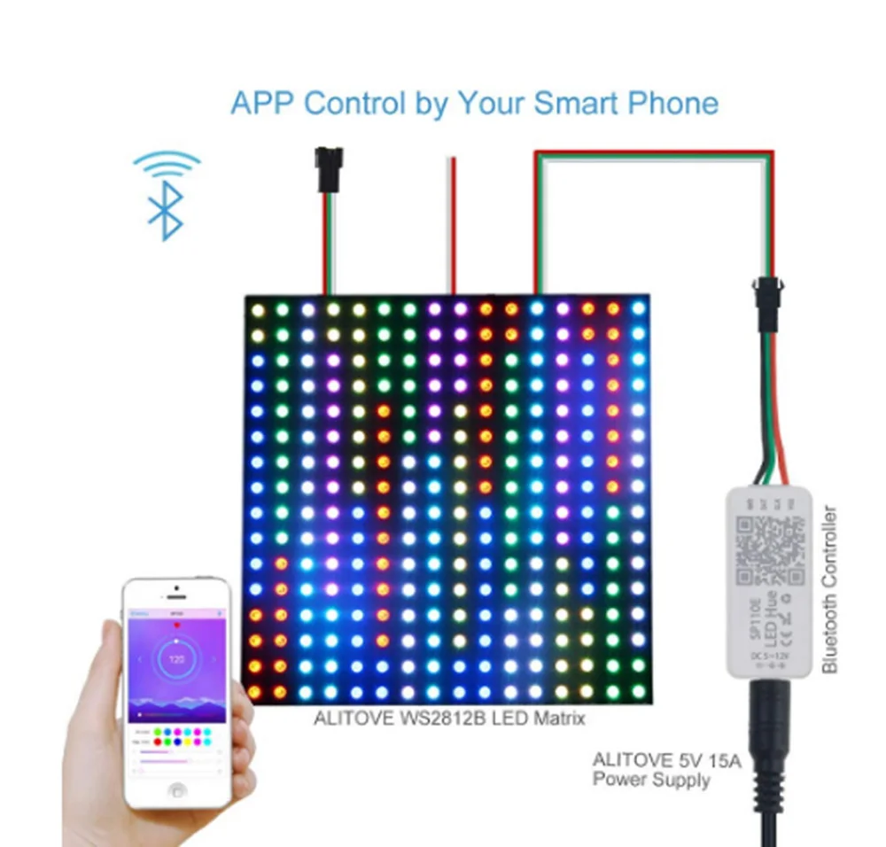 SP110E Bluetooth Pixel Controller WS2811 WS2812B ws2812 dimmer SK6812 RGB RGBW APA102 WS2801 pixels Led Strip IOS Android