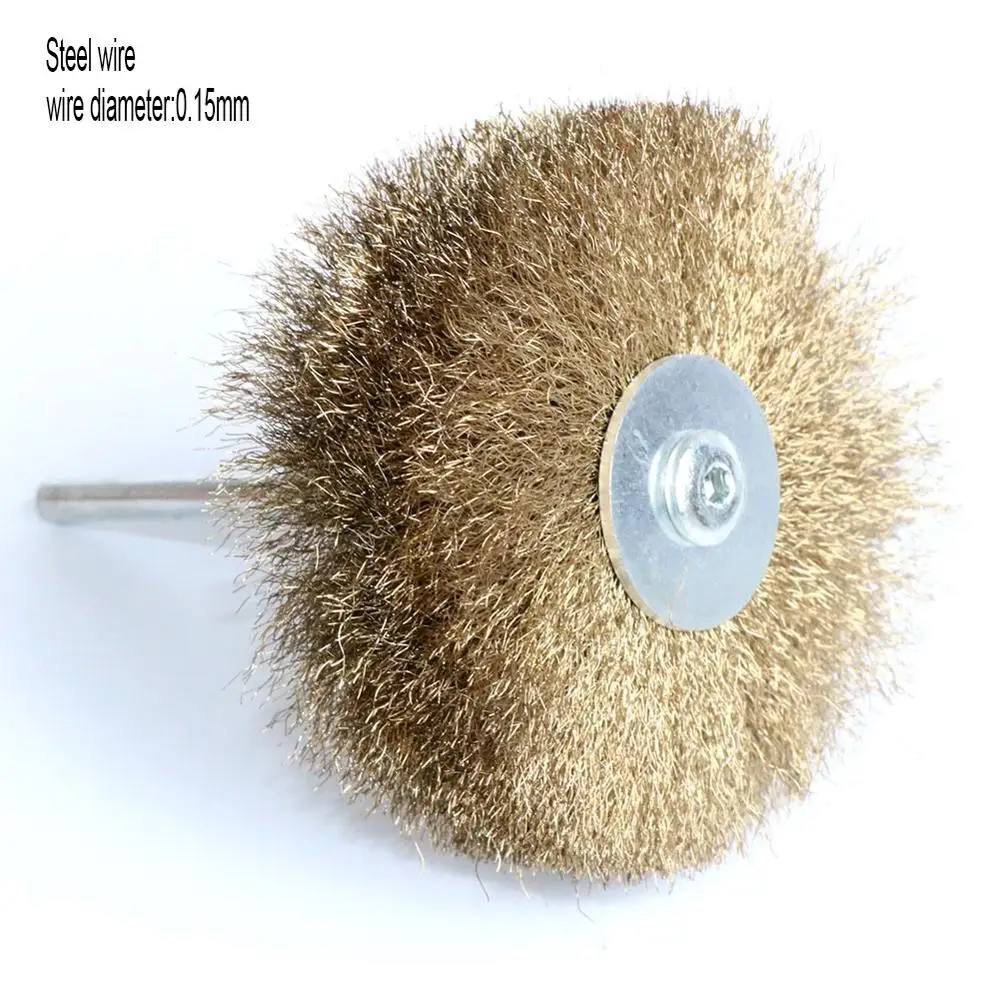 1Pc 80mm Stainless Steel Wire Abrasive Brush Brass wire Wheel Polishing Grinding Brush For Wood Metal 1/4\