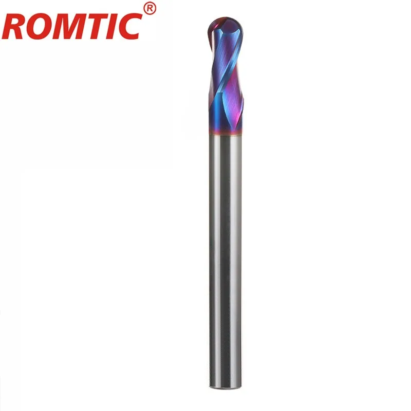 Milling Cutter HRC70 Ball Nose Alloy Nano-Coating Tungsten Steel Tools Cnc Maching Wholesale ROMTIC Hardness Machine Cutters