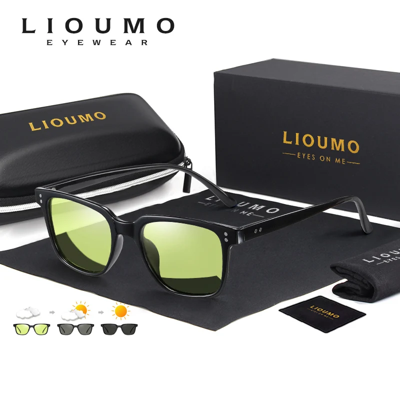 

LIOUMO Brand Chameleon Sunglasses Men Polarized Photochromic Goggle Women Safe Driving Glasses Classic Square Design zonnebril