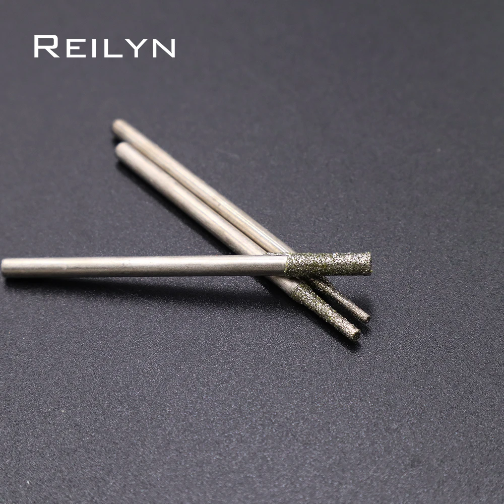 A-Type Cyliner Diamond Grinding Burr Teeth Grinding Bits Jade Stone Abrasive Point for Die Grinder/Dremel/Rotary Tools