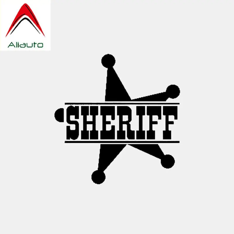 Aliauto Funny Car Sticker Star Vinyl Sheriff Accessories PVC Decal Black/Silver for Hyundai I30 Honda Accord Jaguar,13cm*13cm