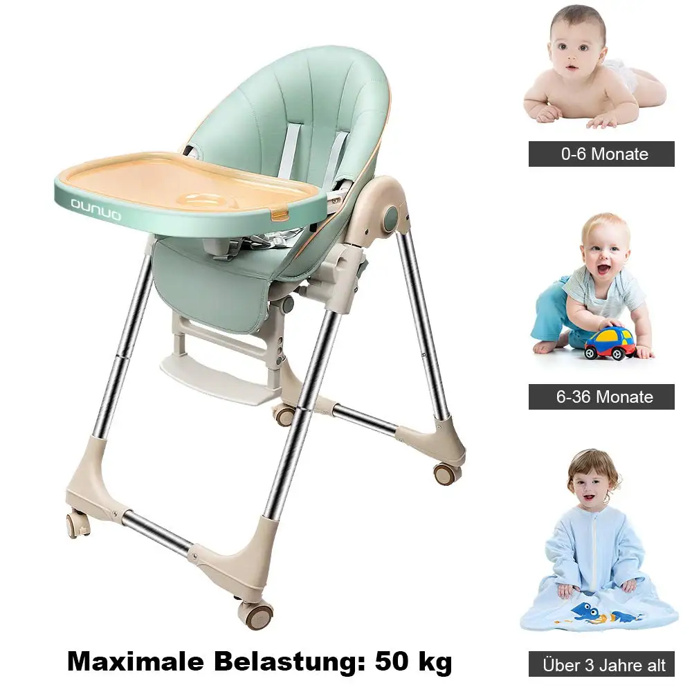 6 Months to 6 Years Children High Chair Adjustable Foldable PU Leather Cushion Safety Kid Child Eating Dining Chairs Stools