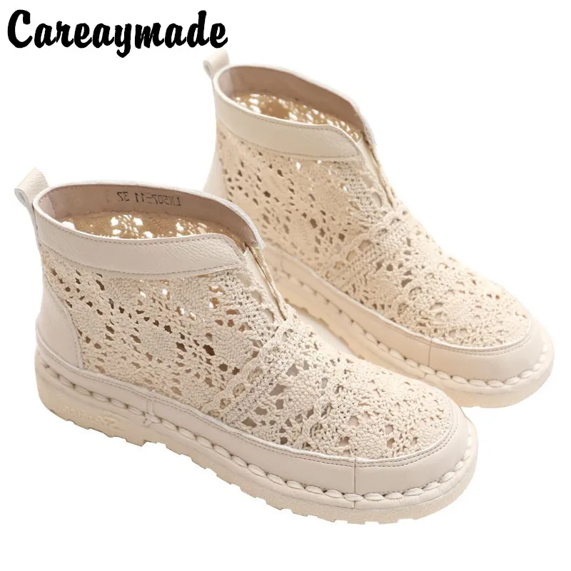 Careaymade-Net boots art super soft bottom casual summer sandals,cool boots women's shoes cotton hemp fisherman's shoes