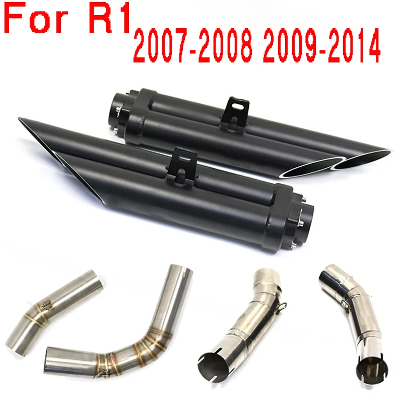 Right and Left Side Logo Exhaust Muffler Pipe Motorcycle Aluminum Alloy for yzf R1 2004 2005 2006 2007 2008 2009 2010 2011-2014