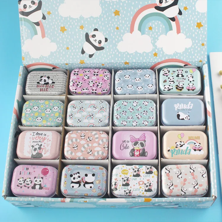 32Pcs  Panda Animal  Mini Cover Iron Tin Metal Pencil Case / Can/Pill Cute Small Kit/Candy Storage Gift Box