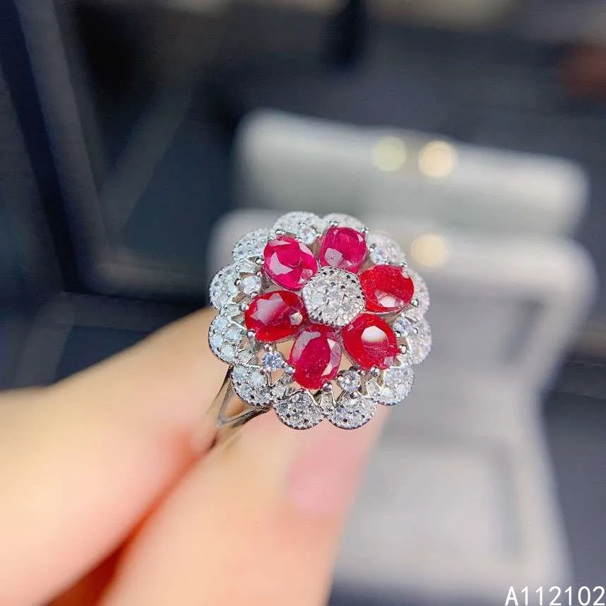 

KJJEAXCMY fine jewelry 925 sterling silver inlaid natural ruby ring luxury girl new gemstone ring support test Chinese style