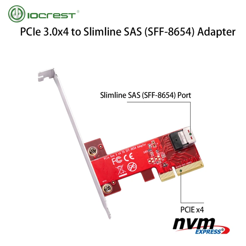 

Карта IOCREST PCI Express x4 с 1 внутренним Slimline SAS SFF-8654 4i NVMe
