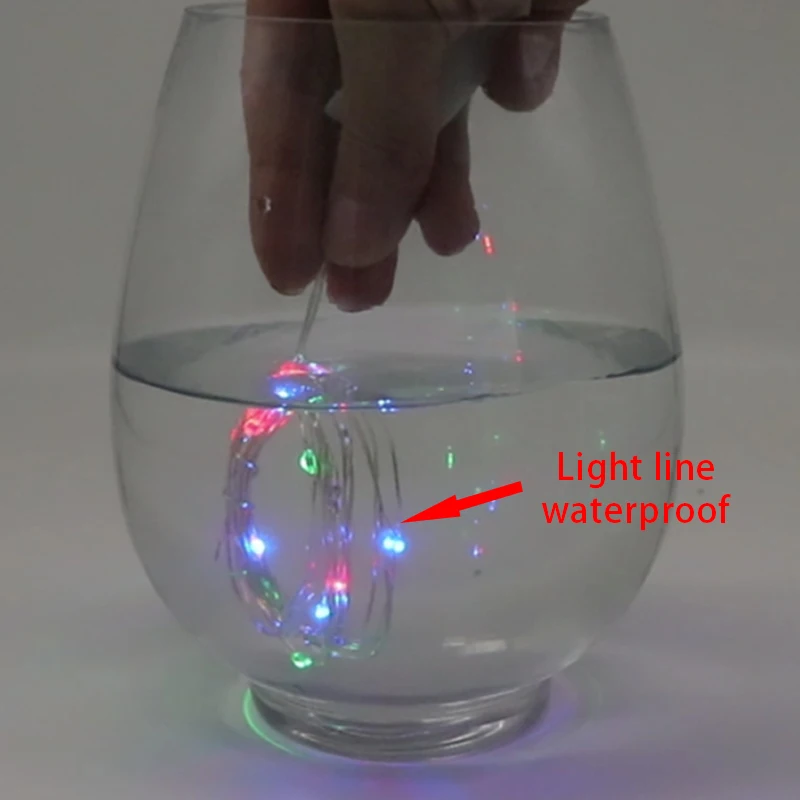 Mini tira de luces LED con batería CR2032 para Navidad, guirnalda de alambre de cobre para boda y fiesta, 10 unidades