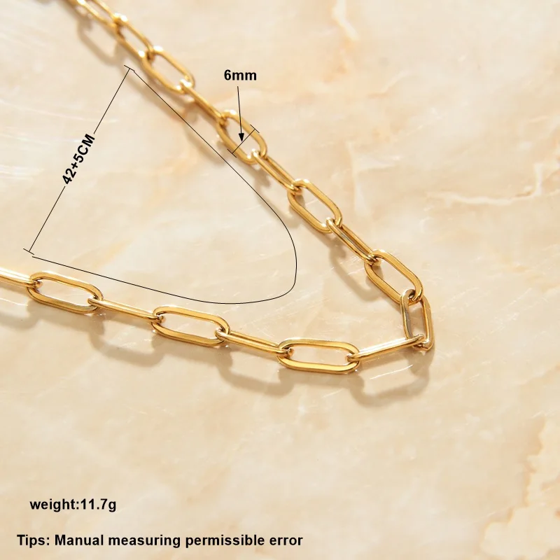 Kép 6: SOMMAR 2020 Rozsdaálló Acél  Arany színben Hossz 42cm extender 5cm igazító Nyakdísz Béklyó szögletes multi-layer necklaces férfiak ékszer