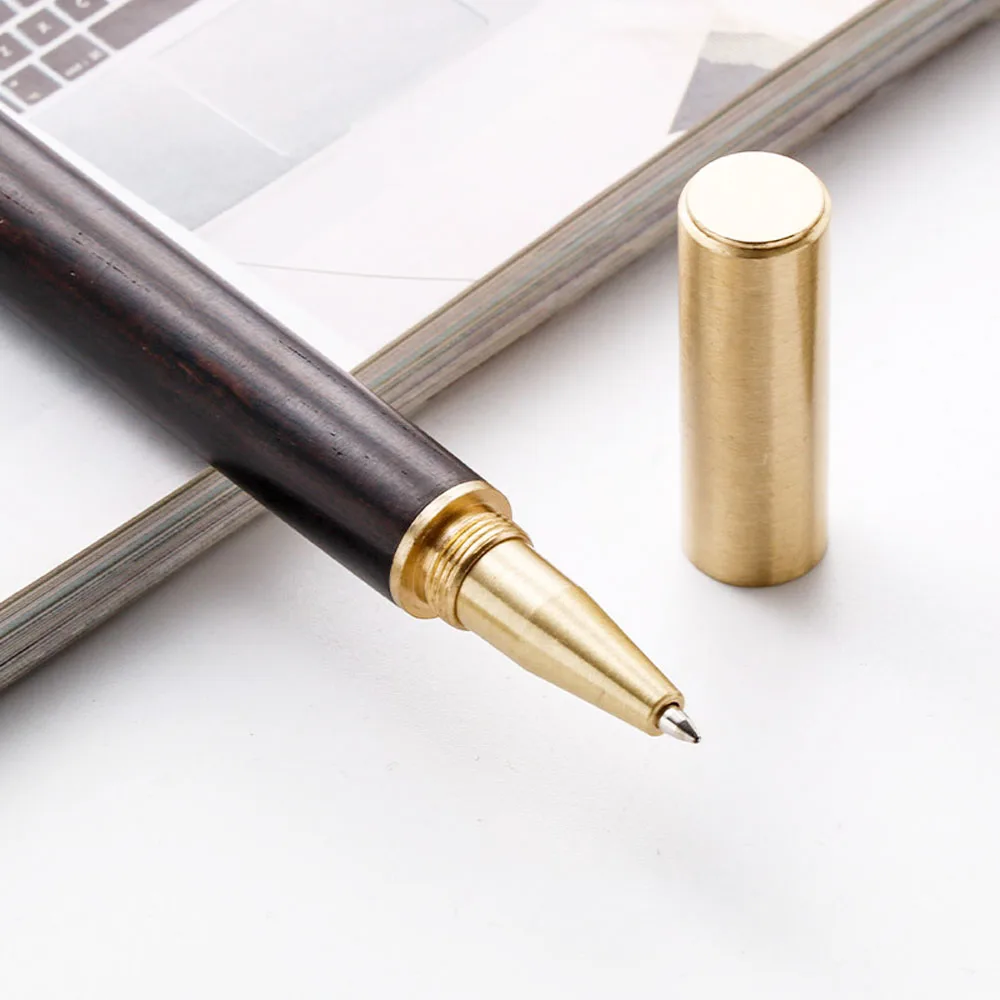 100pcs/Lot Luxury Quality Brand School Brass Brown Red Black GOLD Wood Roller Business Stationery Office Supplies