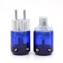 P037ETR 1 pair High Quality Hifi Brass P-037e+ pure copper C-037 Rhodium Plated EU Power Plug AC cord power plugs