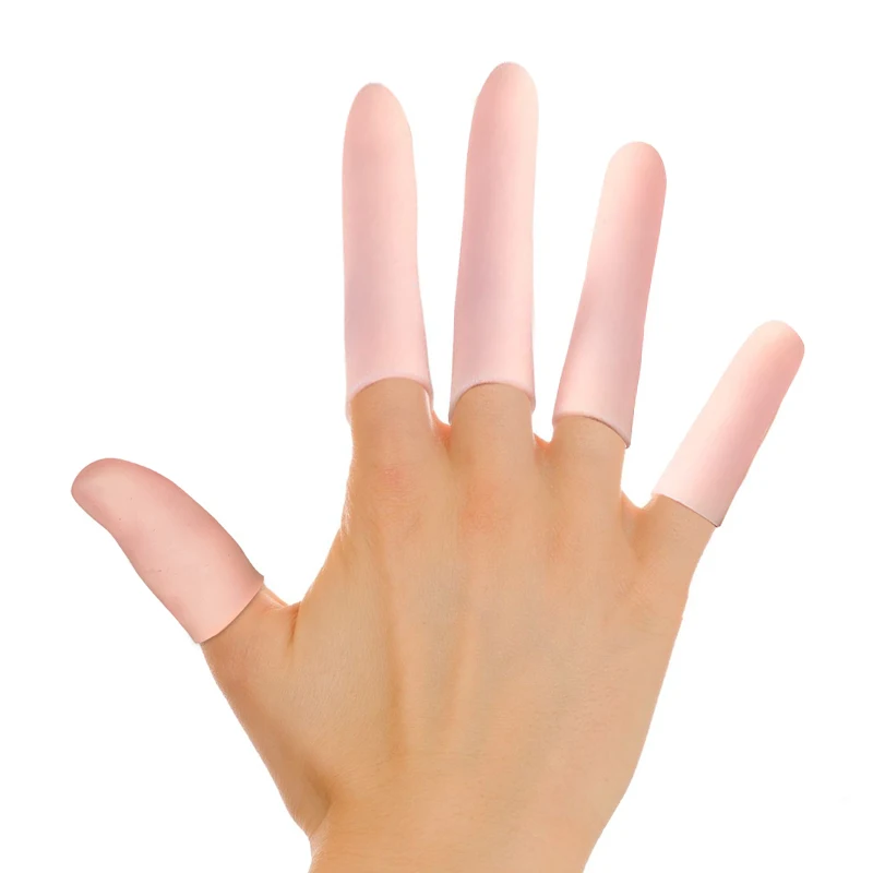 1/10Sets Gel Finger Separator Sleeve Protectors Silicone Finger Sleeves Support Fingertips Pedicure Finger Covers Protector