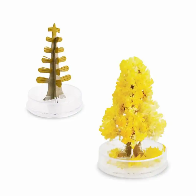 2020 9x6cm Mini Yellow Magic Growing Paper Trees Toy Magical Grow albero di natale Hot Funny Educative Baby Science Toys novità