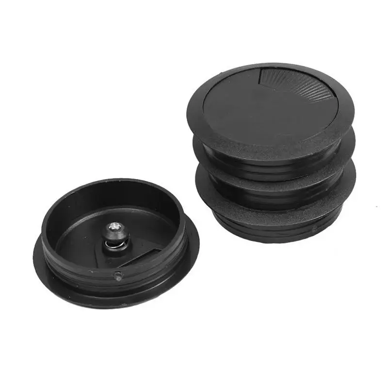 5 Pcs Zwart 70Mm Dia Ronde Plastic Kabel Gat Covers Voor Computer Bureau
