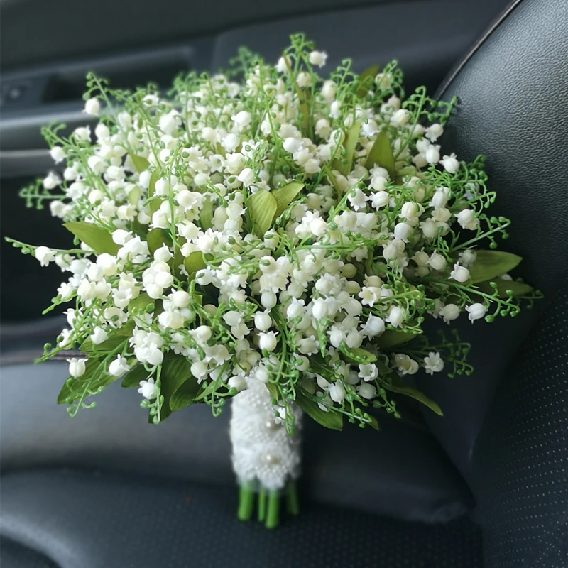 Free Shipping High Quality Imitation Royal Lily Of The Valley Holding Flower Bridal Wedding Bouquet Finished Artificial