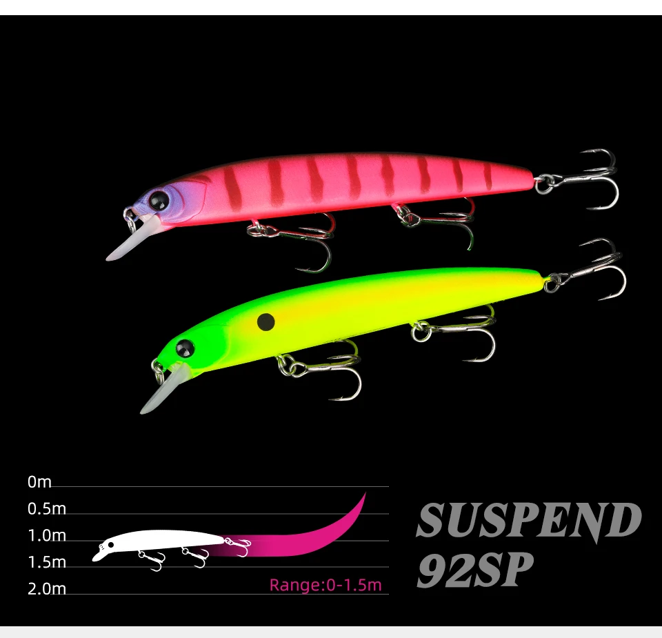 TSURINOYA 92SP Aussetzung Minnow Angeln Lockt DW78 92mm 9g 3 Haken Künstliche Harten Köder Lange Casting Hecht Köder – Detail 12
