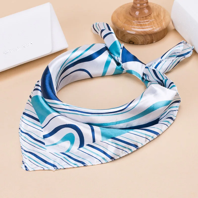 Fashion Square Women Girl Elegant Flight Attendants Hotel Waiter Business Imitate Silk Scarf printing Korean style Gift 50*50cm