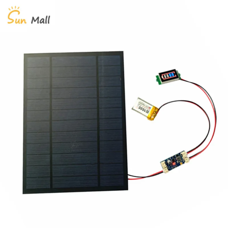 

Solar panel/DIY solar system 6V 4.5W 6W 10W 9V 4.2W 10W, solar minimum battery charger DIY KIT PH 2.0 cable with battery display