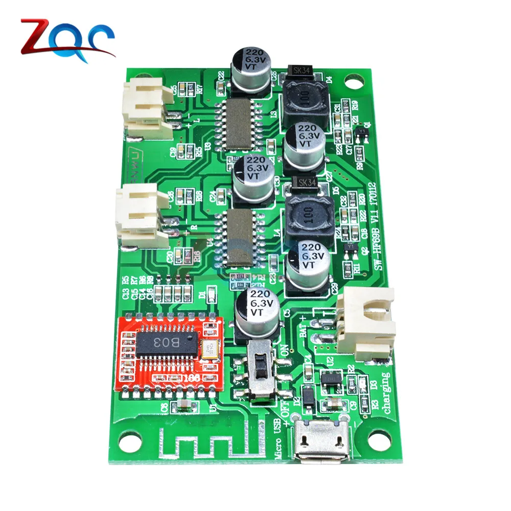 Płytka wzmacniacza mocy Bluetooth 2×6W DC 5V/3.7V Bateria litowa z zarządzaniem ładowaniem HF69B 4Ω 6Ω 8Ω