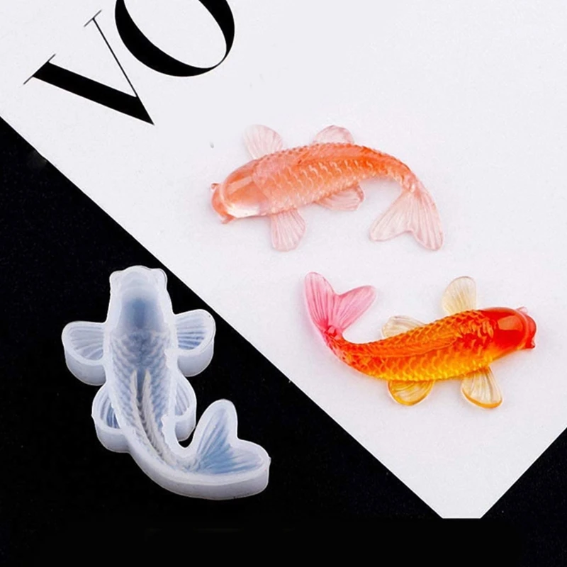 3 Pcs Mirror Goldfish Three-dimensional Koi Ornaments UV Crystal Epoxy Mold Soap Wax Plaster Resin Silicone Mould DIY