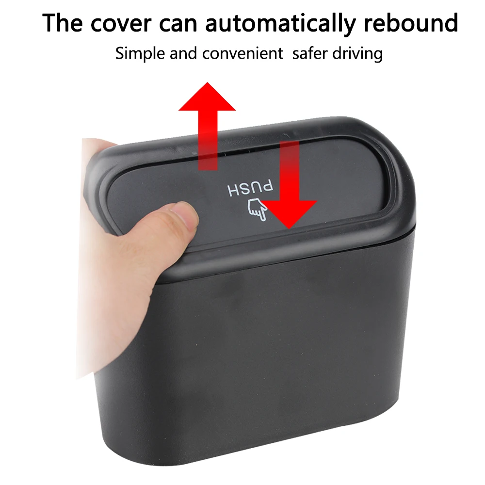 Storage Box Pressing Type Trash Can ABS Hanging Vehicle Garbage Dust Case Car Trash Bin view 5