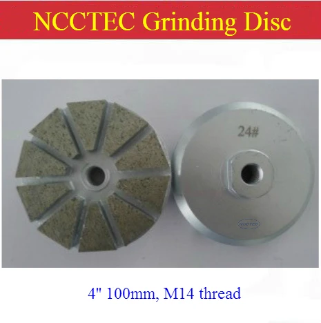 

4‘’ Inches M14 Thread Diamond Grinding DIsc with 10 Pcs of Triangle Segments | 100mm Disks for Concrete Granite Floor Grinder