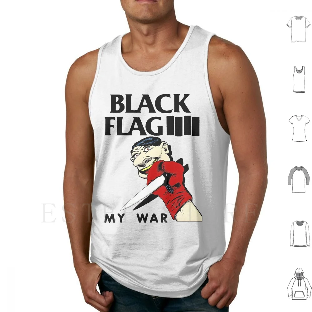 Black Flag-My War Tank Tops Vest Sleeveless Discharge Crust Punk 80s Subhumans Oi The Damned Cock Sparrer Anti Flag