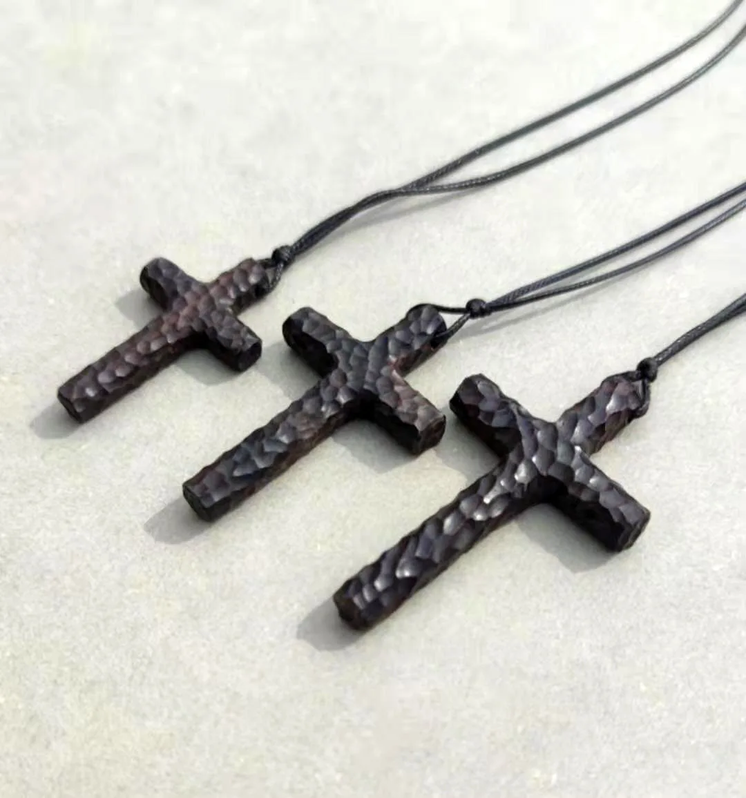 Top Grade Ebony Hand Carved Cross Necklace For Women Men Jewelry Fashion Solid Wood Pendant Male Choker Accessories Gift